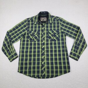 Realtree Xtra Black Pearl Snap Green Black Plaid Long Sleeve Shirt Mens Medium M
